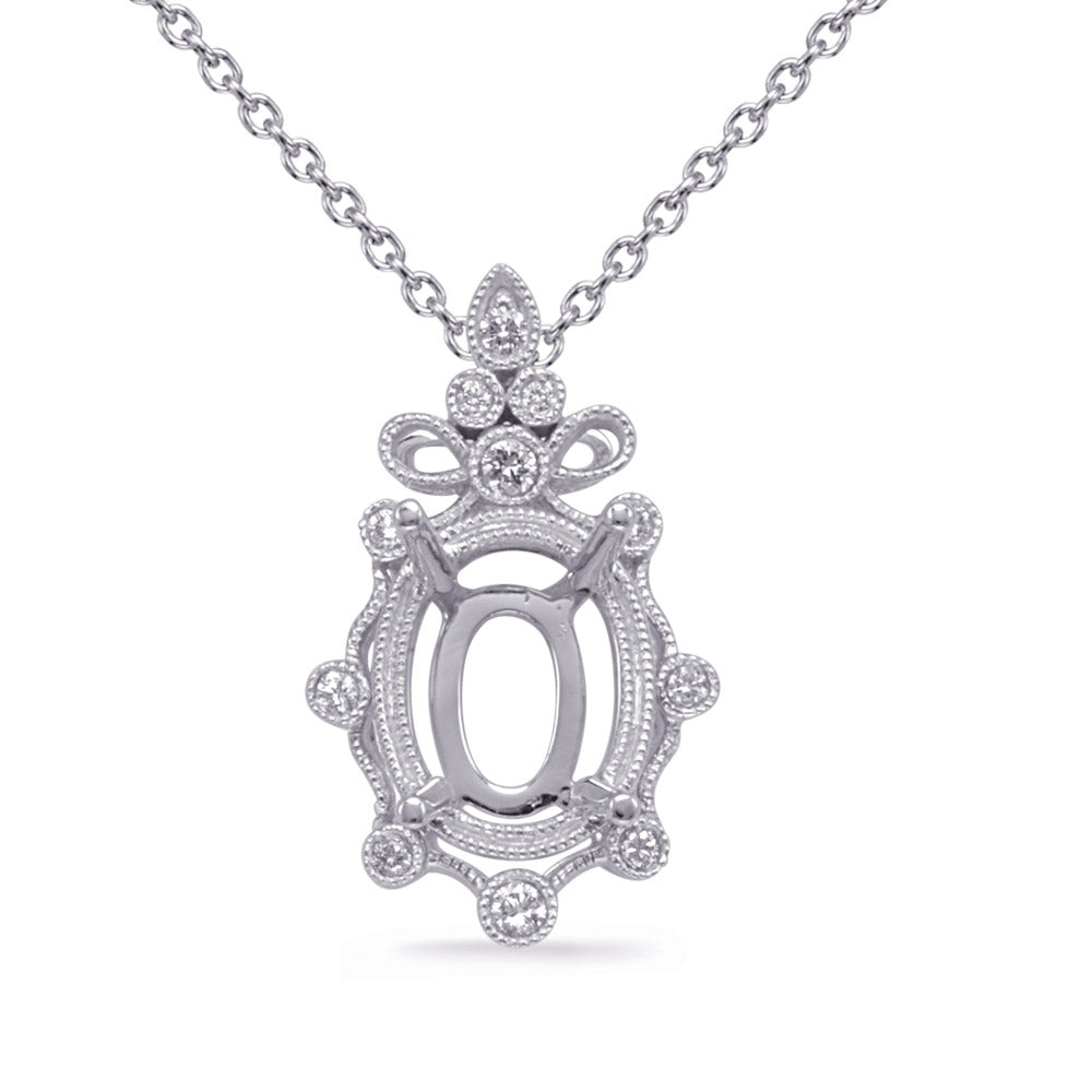 White Gold Diamond Pendant 9x7mm Oval
