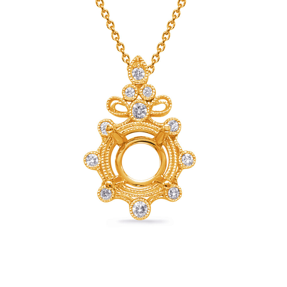 Yellow Gold Diamond Pendant For 3/4ct