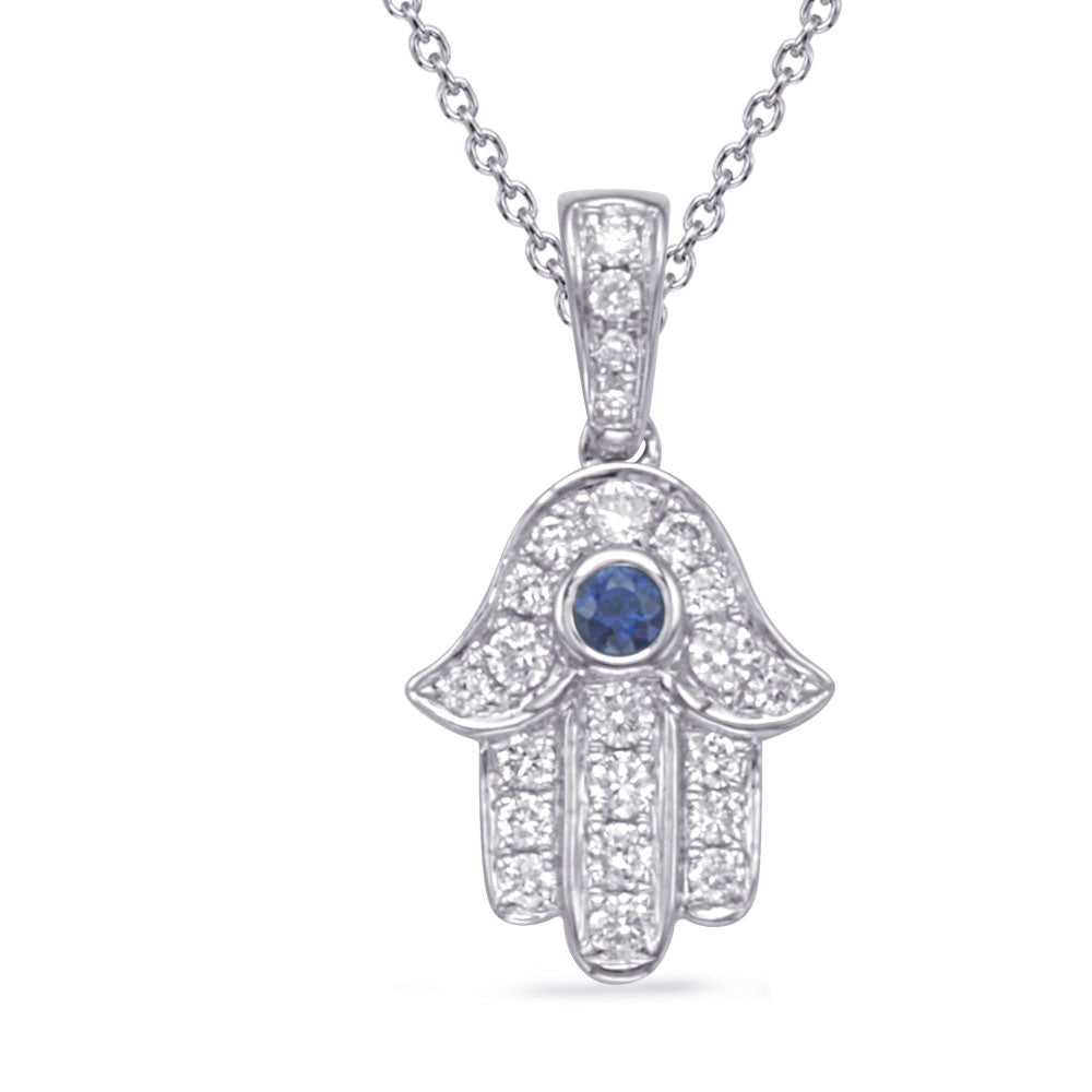White Gold Diamond &amp; Sapphire Pendant