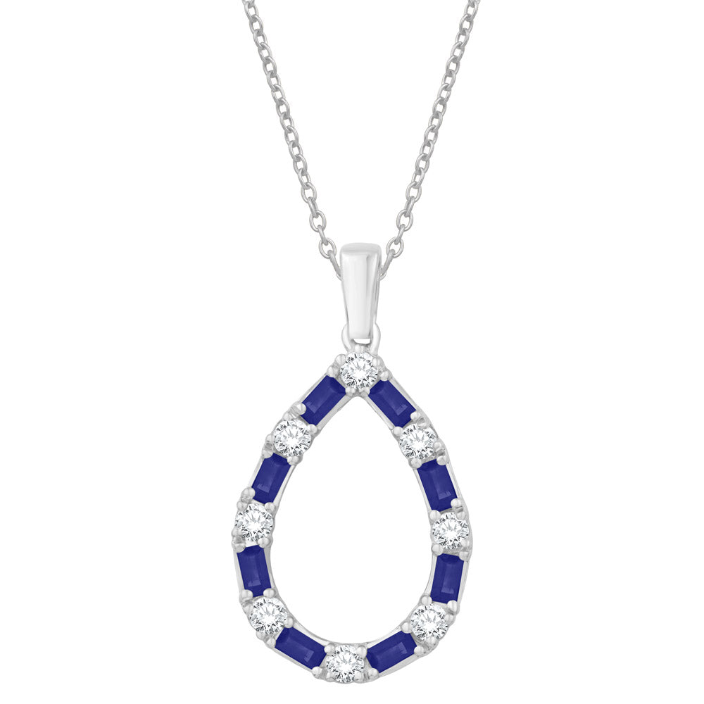 White Gold Diamond &amp; Sapphire Pendant
