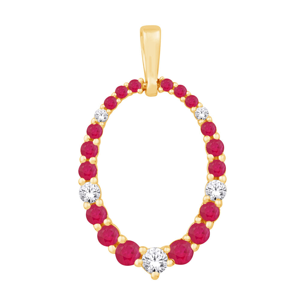 Yellow Gold Diamond &amp; Ruby Pendant