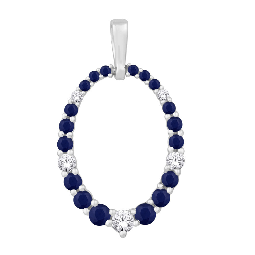 White Gold Diamond &amp; Sapphire Pendant