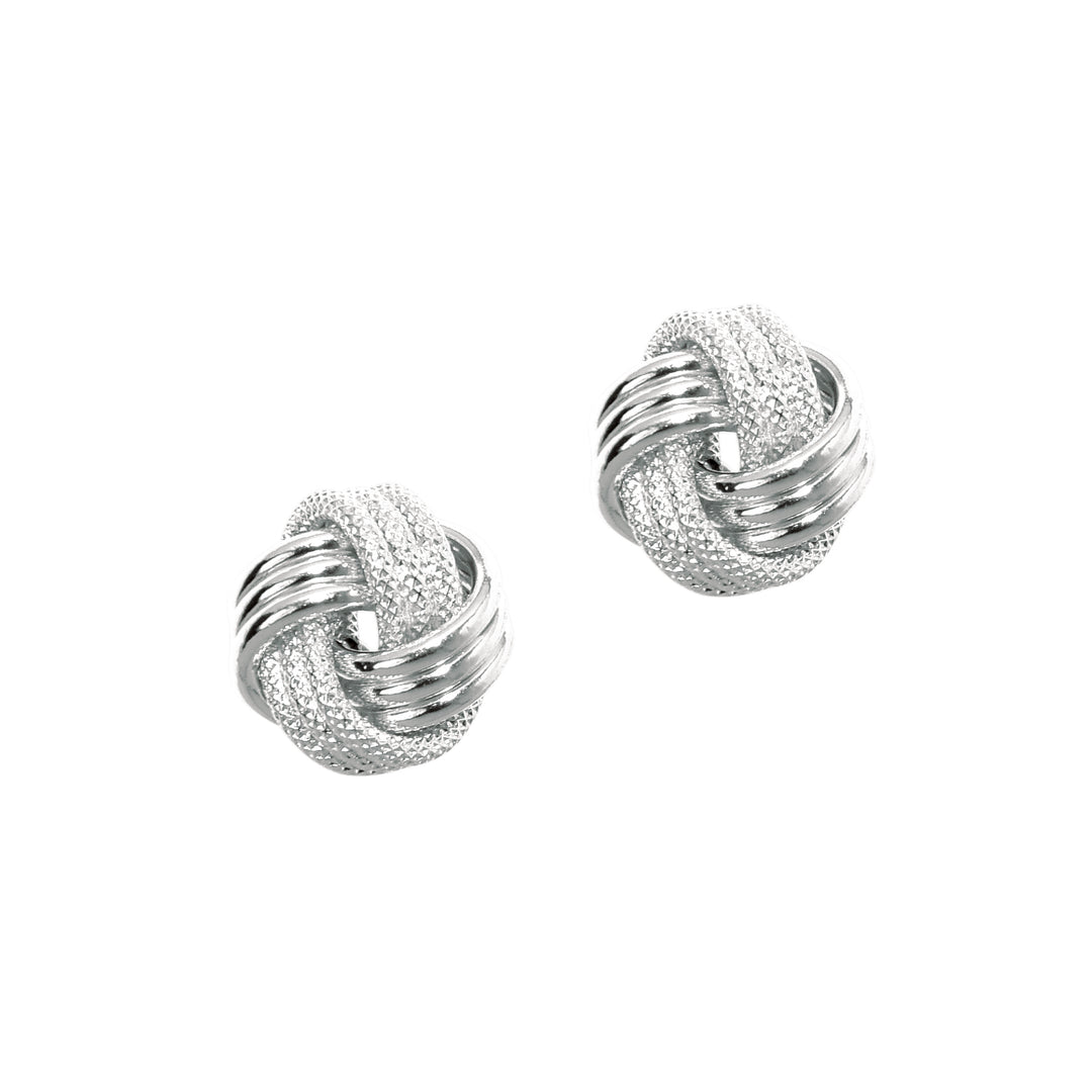 14K Gold Polished &amp; Diamond Cut Love Knot Stud Earring